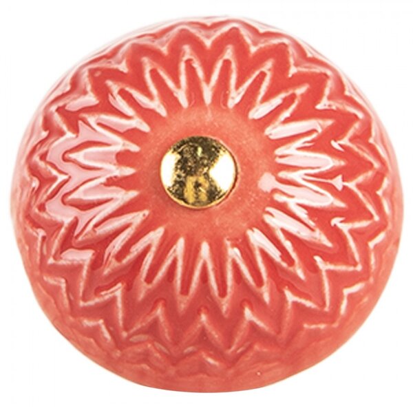 Clayre & Eef Clayre & Eef deurknop rond rood met bloemen patroon