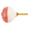 Clayre & Eef deurknop rond rood met bloemen patroon