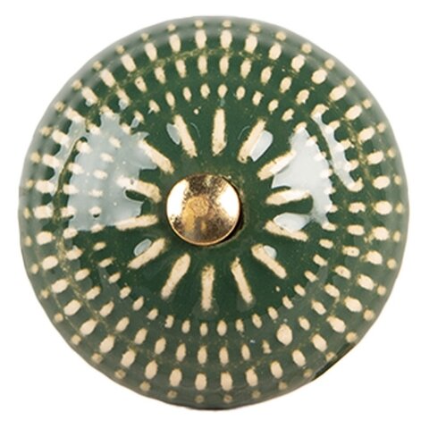 Deurknopje porselein groen met strepen reliëf