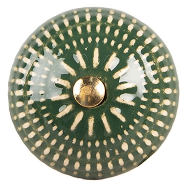 Clayre & Eef Clayre & Eef deurknop rond groen met strepen patroon