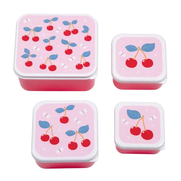 A Little Lovely Company A Little Lovely Company lunchbox kersen print set van 4