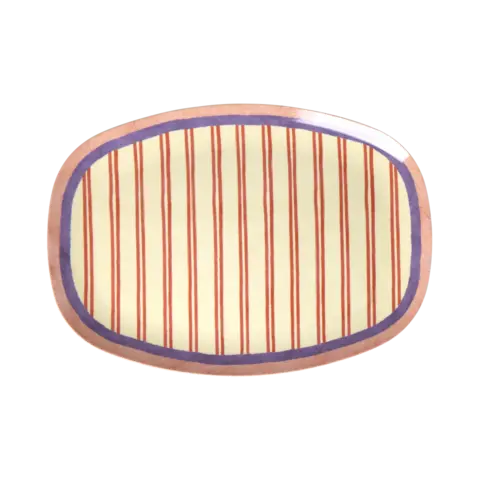 Rice melamine bord ovaal Stripey Love print