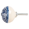 Clayre & Eef deurknop rond  blauw met bloemen patroon