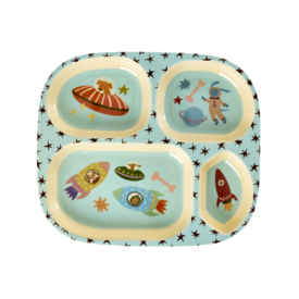 rice Denmark Rice melamine kinderbordje met vakjes Dogs in Space print