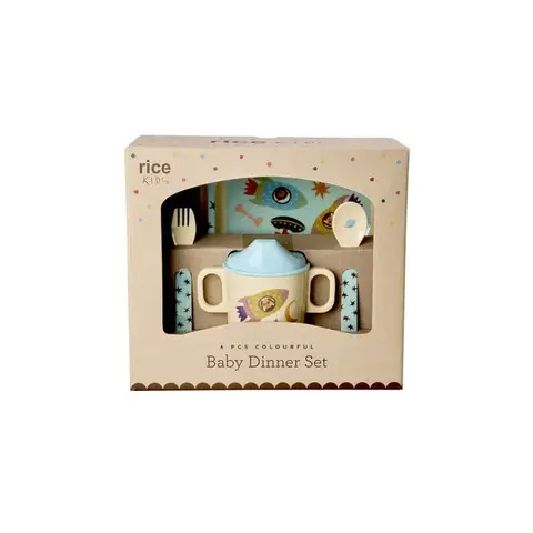 Rice melamine kinderservies Dogs in Space print