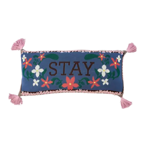 Rice fluwelen kussen strepen groen en roze groot - Copy