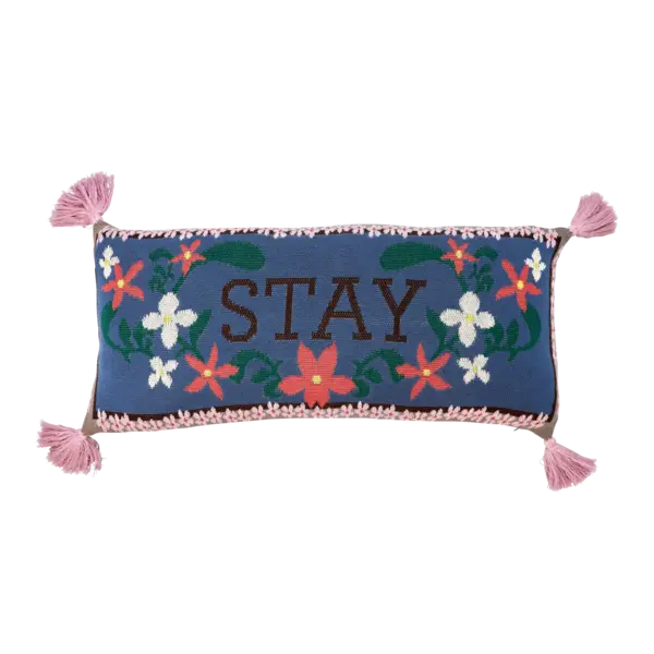 rice Denmark Rice fluwelen kussen strepen groen en roze groot - Copy