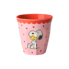 Rice melamine beker medium Snoopy en Woodstock roze