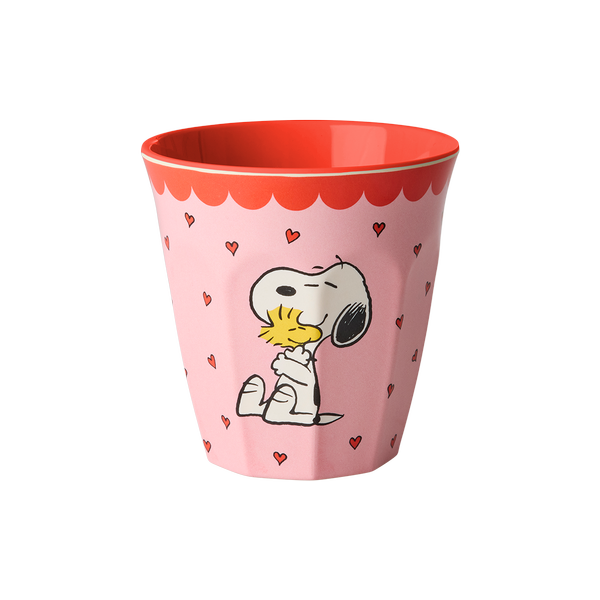rice Denmark Rice melamine beker medium Snoopy en Woodstock roze