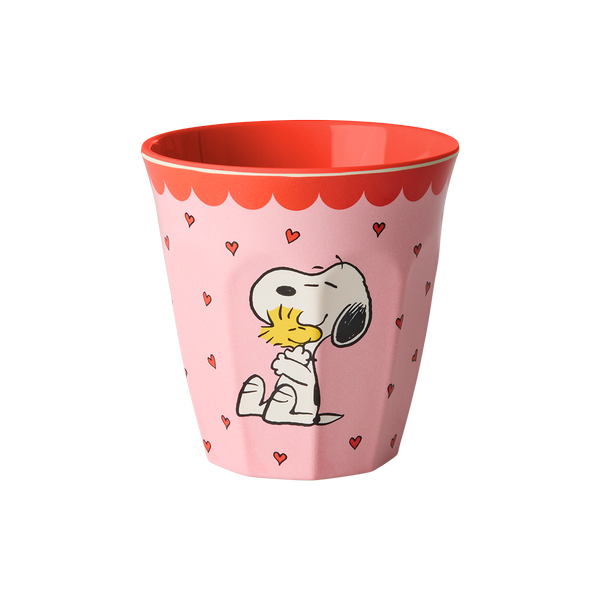 rice Denmark Rice melamine beker medium Snoopy en Woodstock roze