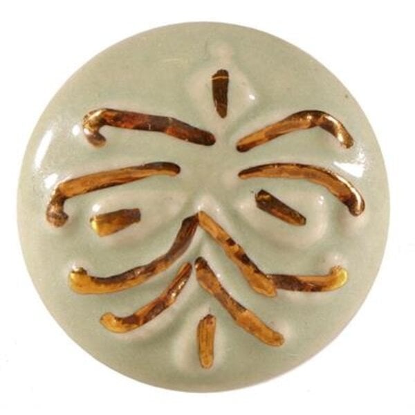 La Finesse La Finesse kastknop porselein rond mint met gouden strepen
