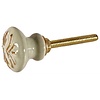 La Finesse kastknop porselein rond mint met gouden strepen