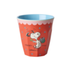 Rice melamine beker medium Snoopy rood