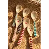 Rice melamine theelepel strepen gezichtje rood
