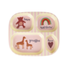 Rice melamine kinderbord met vakjes  ABC print roze