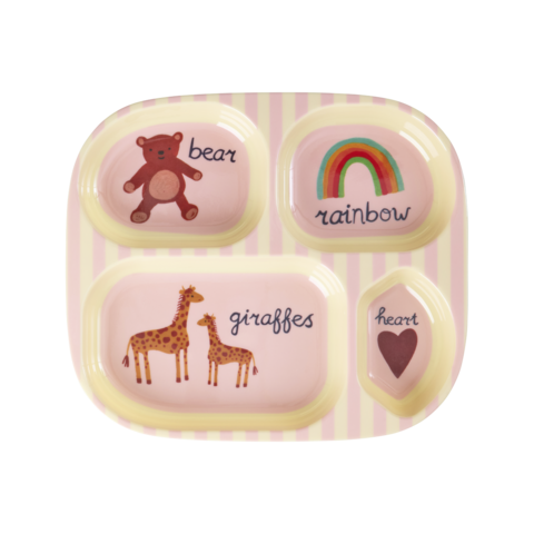 Rice melamine vakjesboord ABC print roze