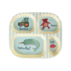 Rice melamine kinderbord met vakjes  ABC print blauw