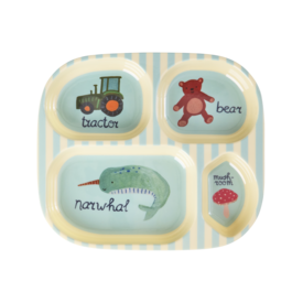 rice Denmark Rice melamine vakjesboord ABC print blauw