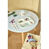 Rice melamine kinderbord met vakjes  ABC print blauw
