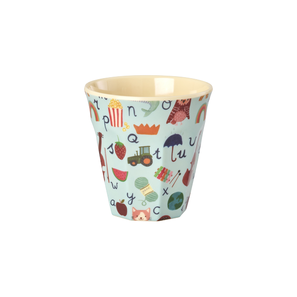 rice Denmark Rice melamine kinderbeker medium ABC print blauw