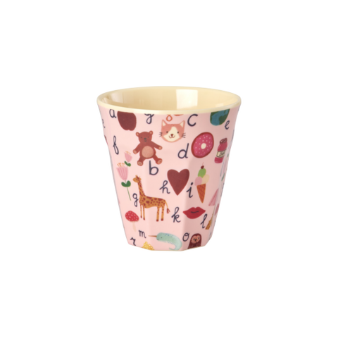 Rice melamine beker ABC print roze