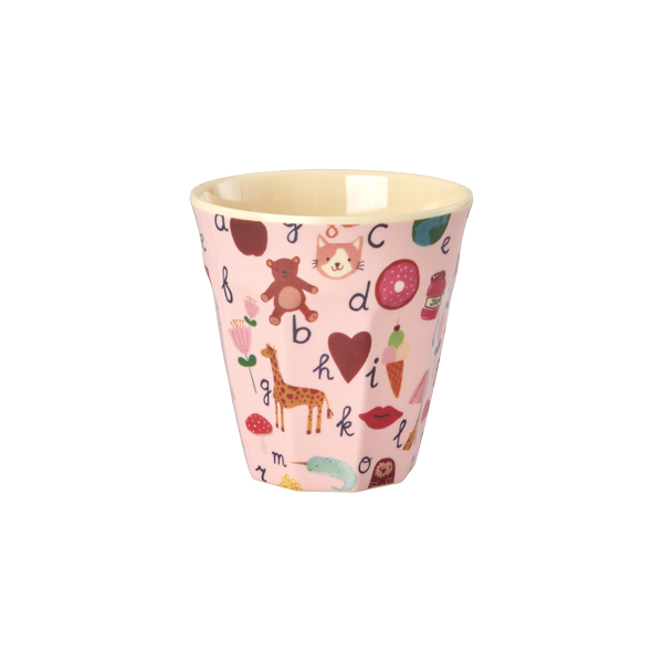 rice Denmark Rice melamine kinderbeker medium ABC print roze