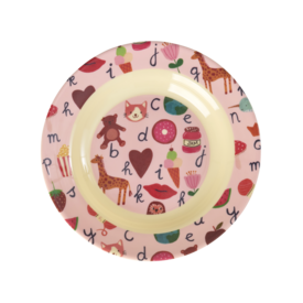 rice Denmark Rice melamine diep bord ABC print roze