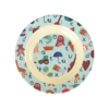 Rice melamine diep kinderbord ABC print blauw