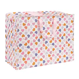 A Lovely Little Company A Lovely Little Company  jumbo opbergtas met rits hartjes