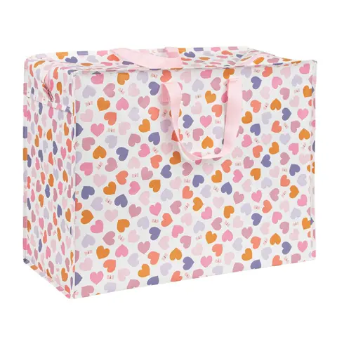 A Lovely Little Company  jumbo opbergtas met rits hartjes