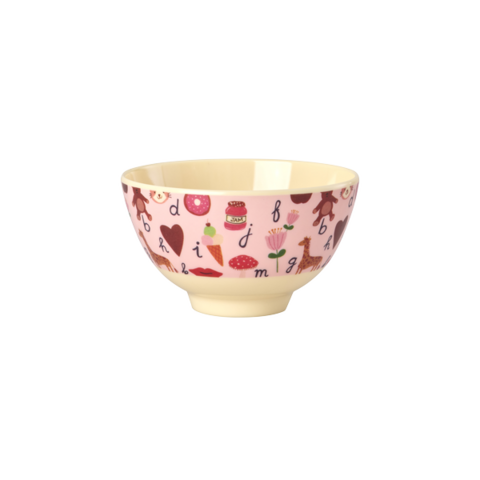 Rice melamine schaaltje klein ABC print roze