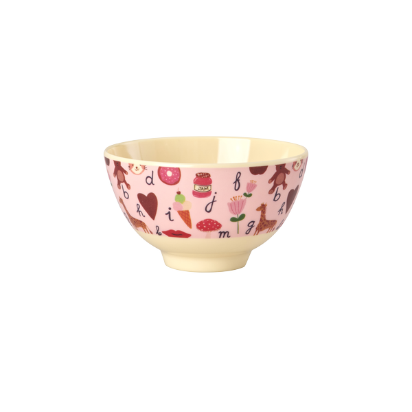 rice Denmark Rice melamine kommetje klein ABC print roze