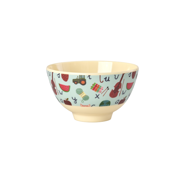 rice Denmark Rice melamine kommetje klein ABC print blauw