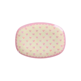 rice Denmark Rice melamine bord ovaal klein roze hartjes
