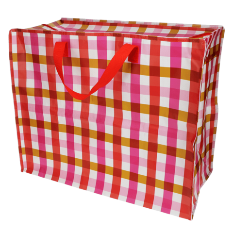 Rex London opbergtas XL Ginham ruitjes rood roze