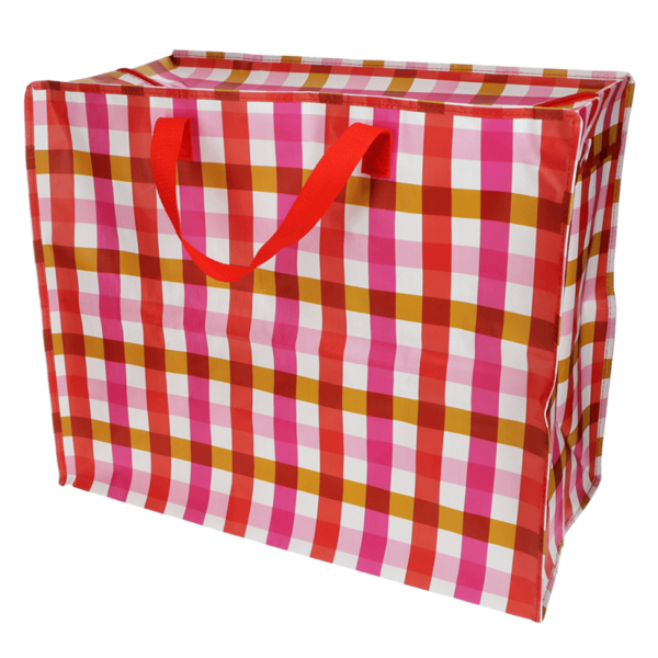 Rex London Rex London jumbo opbergtas Ginham ruitjes rood roze