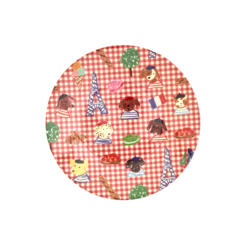 Rice melamine kinderbord Kids in Paris rood