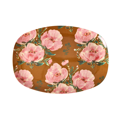 Rice melamine bord ovaal Floral Fiesta Rose print