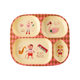 rice Denmark Rice melamine kinderbordje met vakjes Music Band print roze