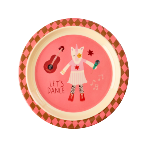 Rice melamine kinderbord Music Band print roze