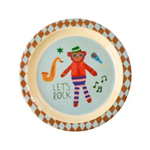 Rice melamine kinderbord Music Band print blauw