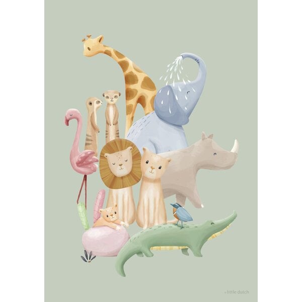 Little Dutch Little Dutch poster kinderkamer Safari Friends