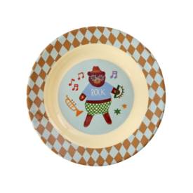 rice Denmark Rice melamine diep bord Music Band print blauw