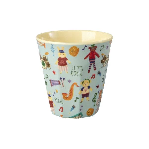 rice Denmark Rice melamine kinderbeker medium Music Band print blauw