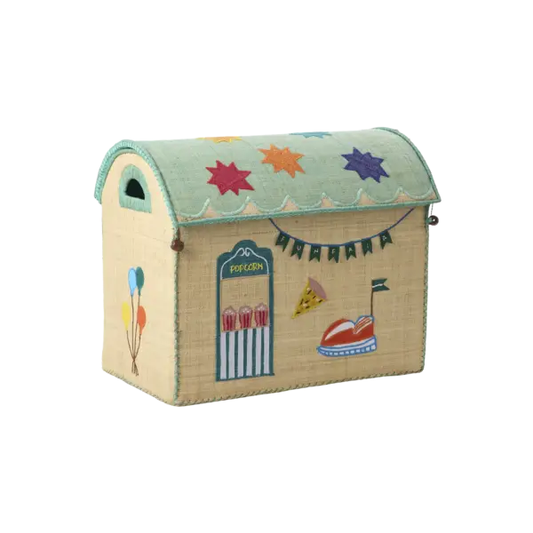 rice Denmark Rice speelgoedmand met deksel Fun Fair botsauto en popcornstand