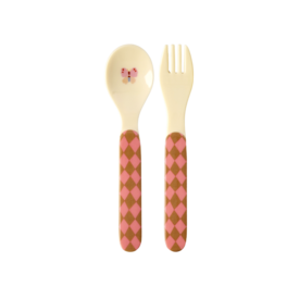 rice Denmark Rice melamine lepel en vork  Music Band roze