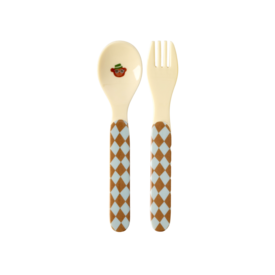 rice Denmark Rice melamine lepel en vork  Music Band blauw