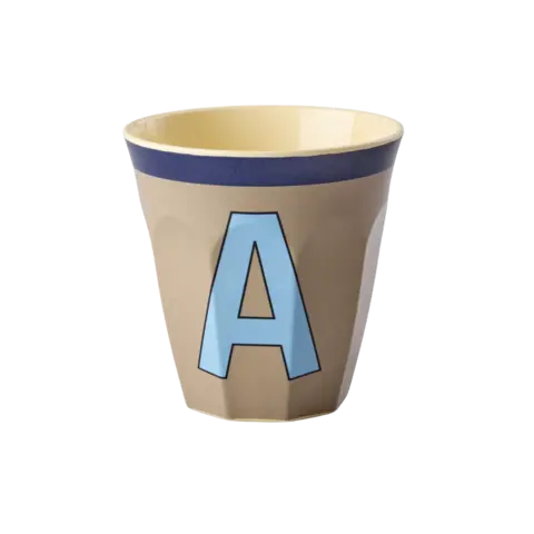 Rice alfabet beker letter A bruin blauw