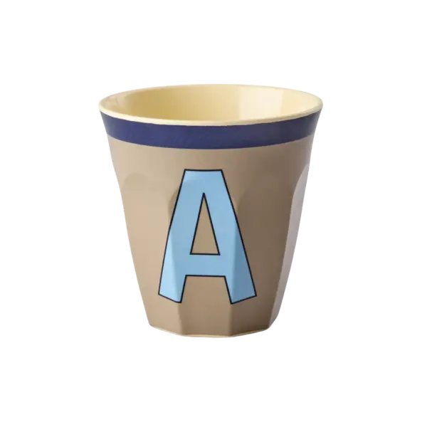 rice Denmark Rice alfabet beker met rand letter A bruin blauw