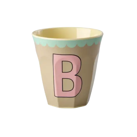 Rice alfabet beker letter B bruin roze